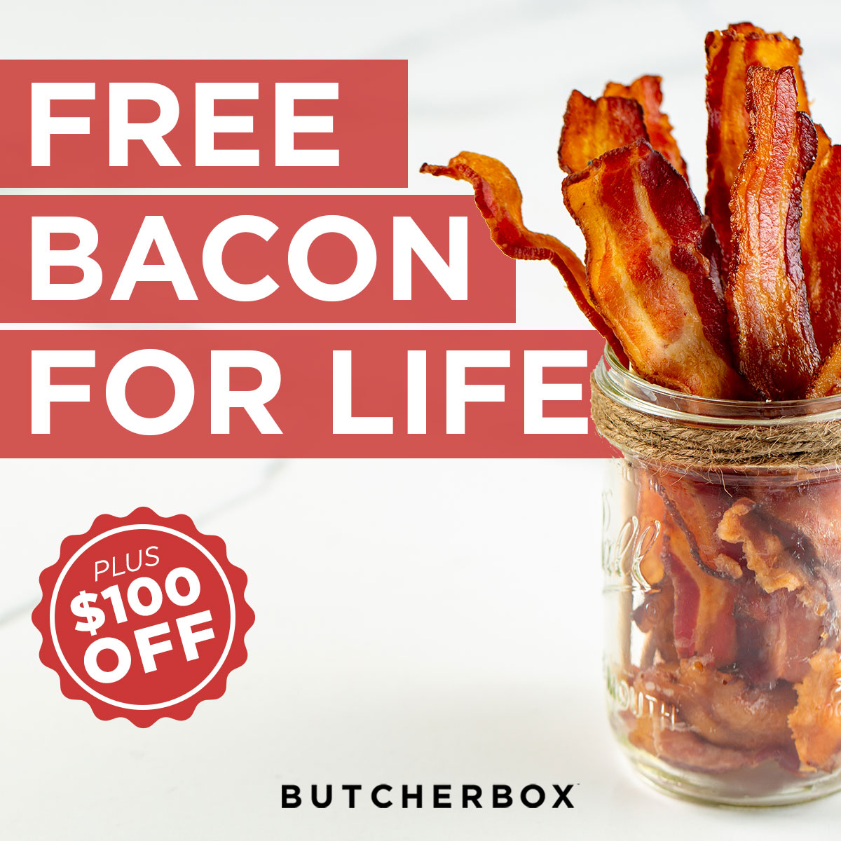 ButcherBox: Free Bacon + $100 Off